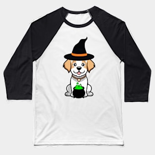 Funny Happy Dog is wearing a witch costume Baseball T-Shirt